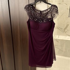 XSCAPE Purple Beaded Dress